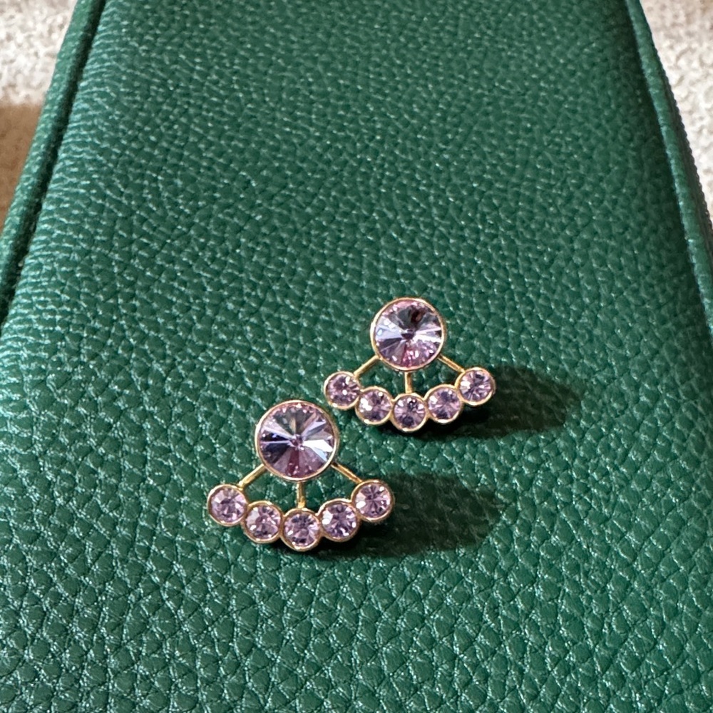 Henry Bendel Elegant Gold and Purple Swarovski Earrings